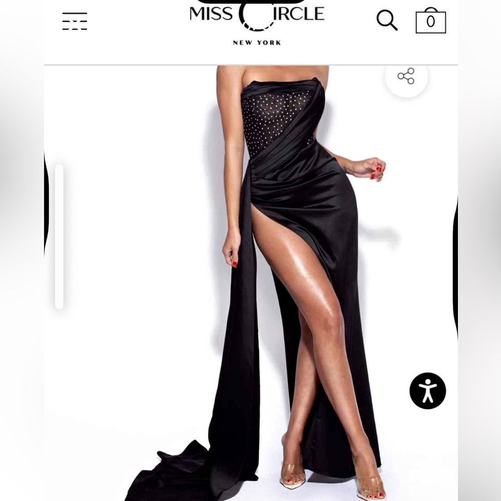 Miss Circle Black Strapless Evening Dress